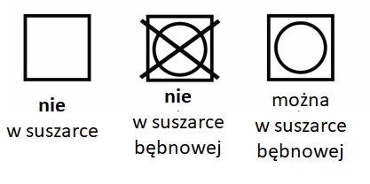 Znaki na ubraniach - suszarka bębnowa ikony suszenia na metce