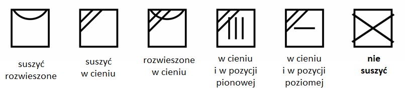 Oznaczenia na metce - sposób suszenia suszenie bez suszarki - oznaczenia